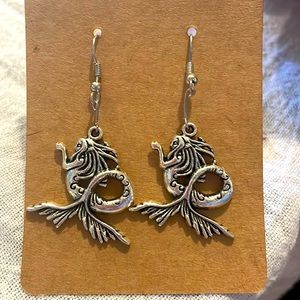 Handcrafted dangling mermaid earrings